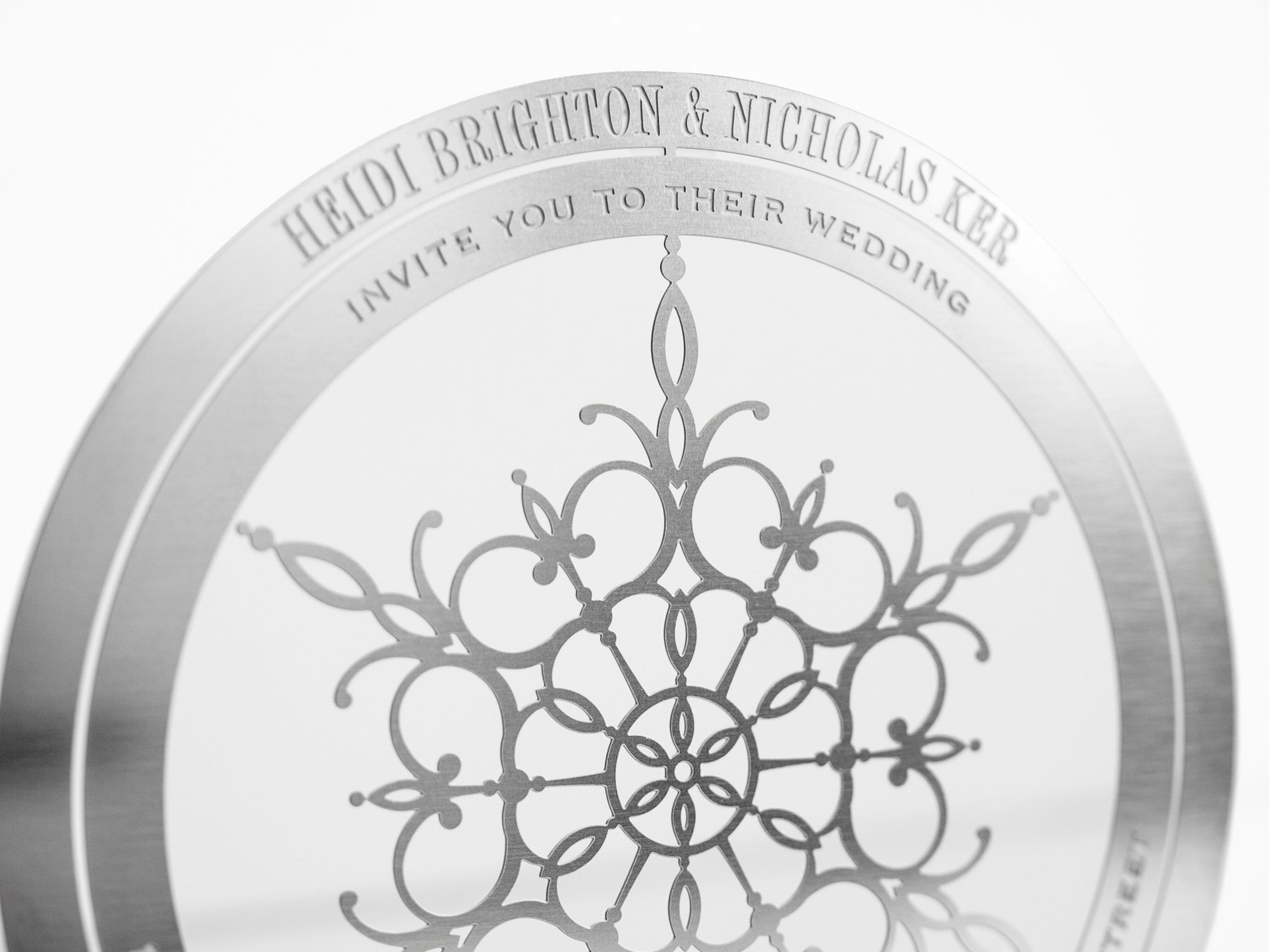 Engraved Metal Winter Wedding Invitation