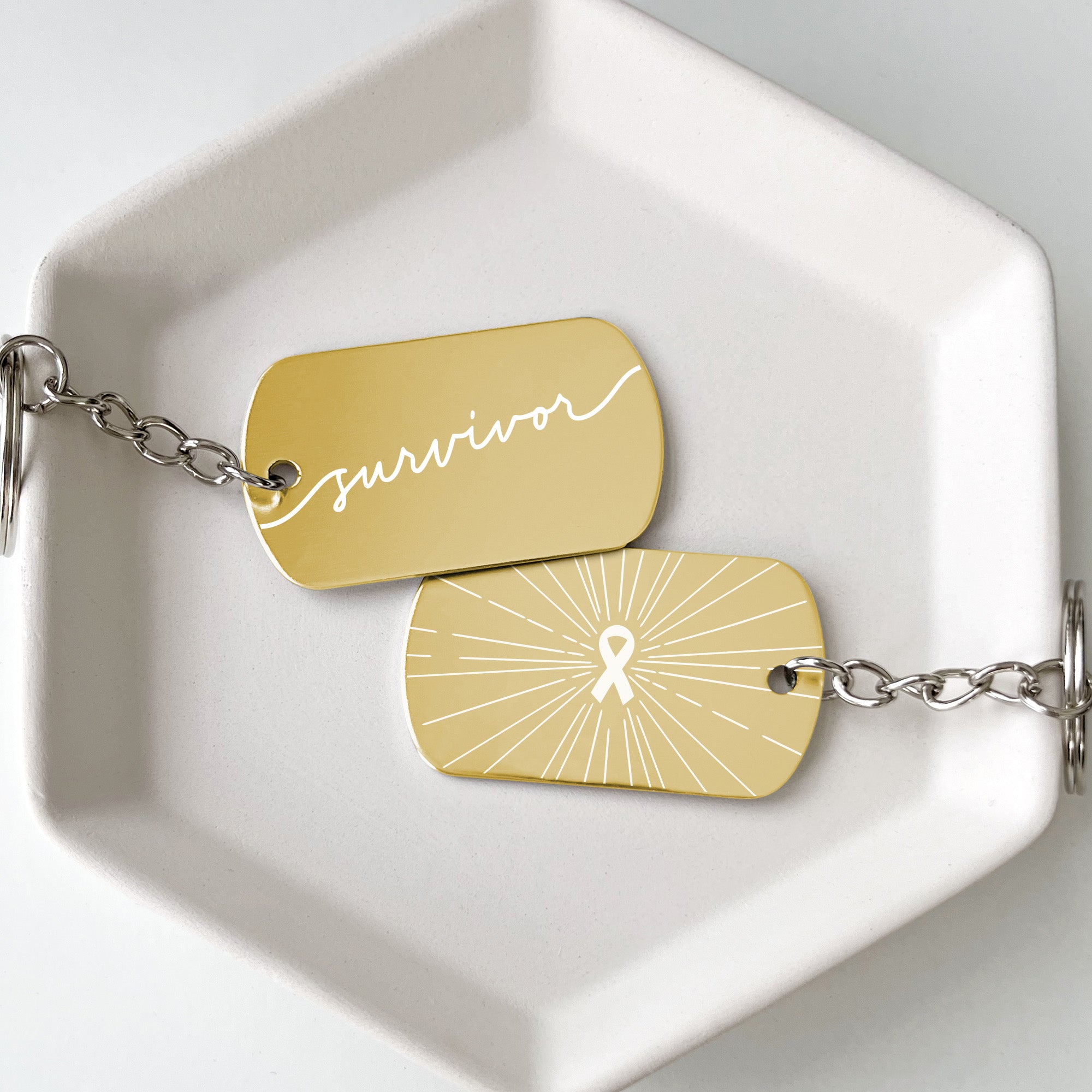 Yellow Ribbon Survivor Keychains Cancer Support Gift