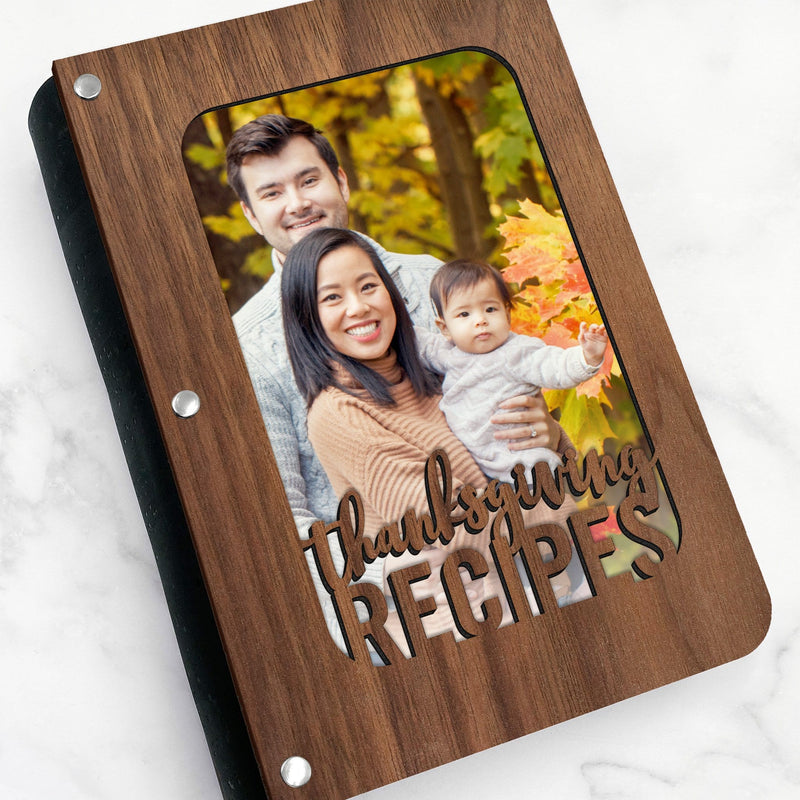 Thanksgiving Recipe Book with Walnut Wood Cover