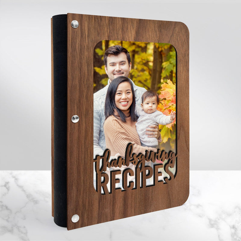 Thanksgiving Recipe Book with Wood Cover