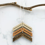 Wood Three Arrows Down Syndrome Necklace