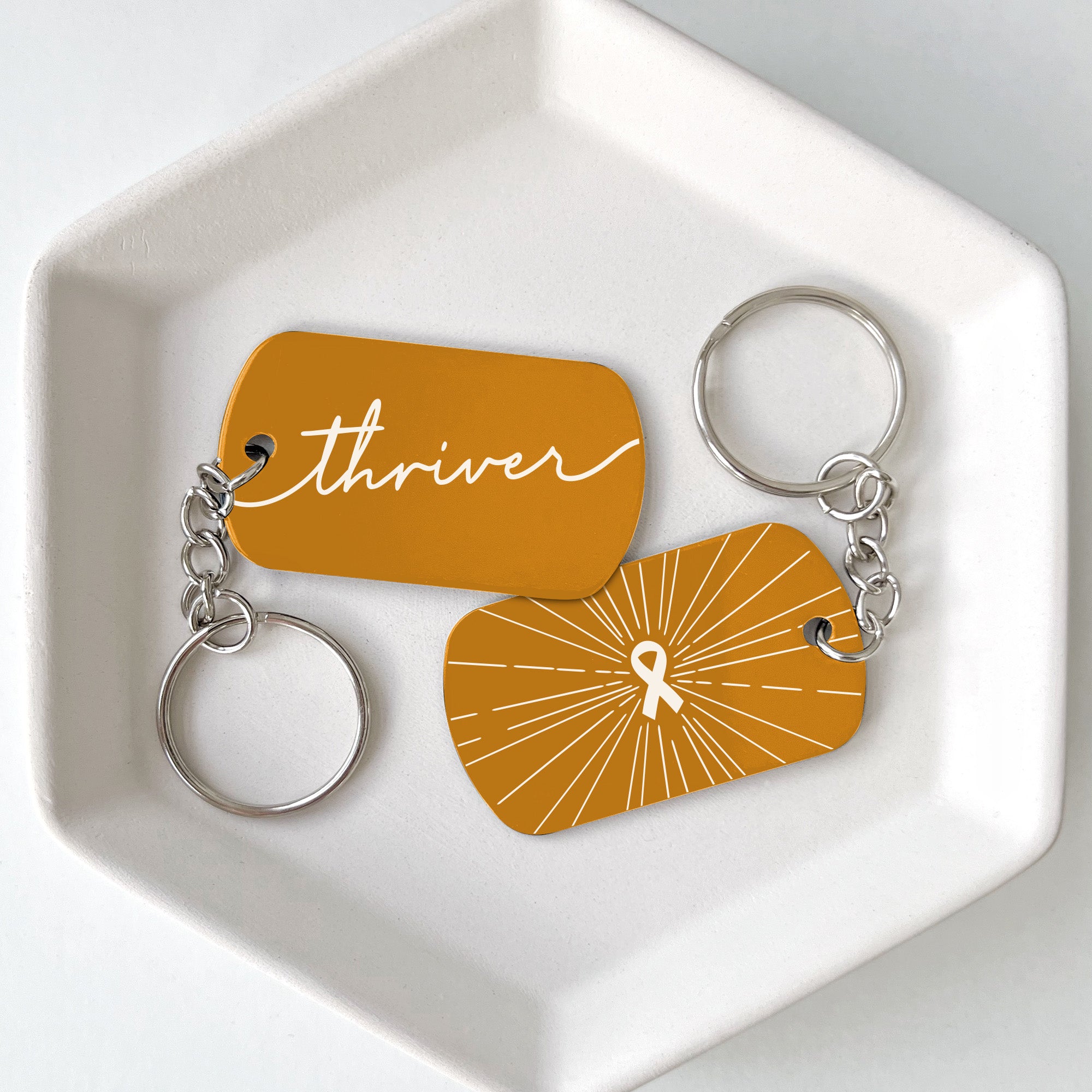 Orange Ribbon Thriver Cancer Support Keychains