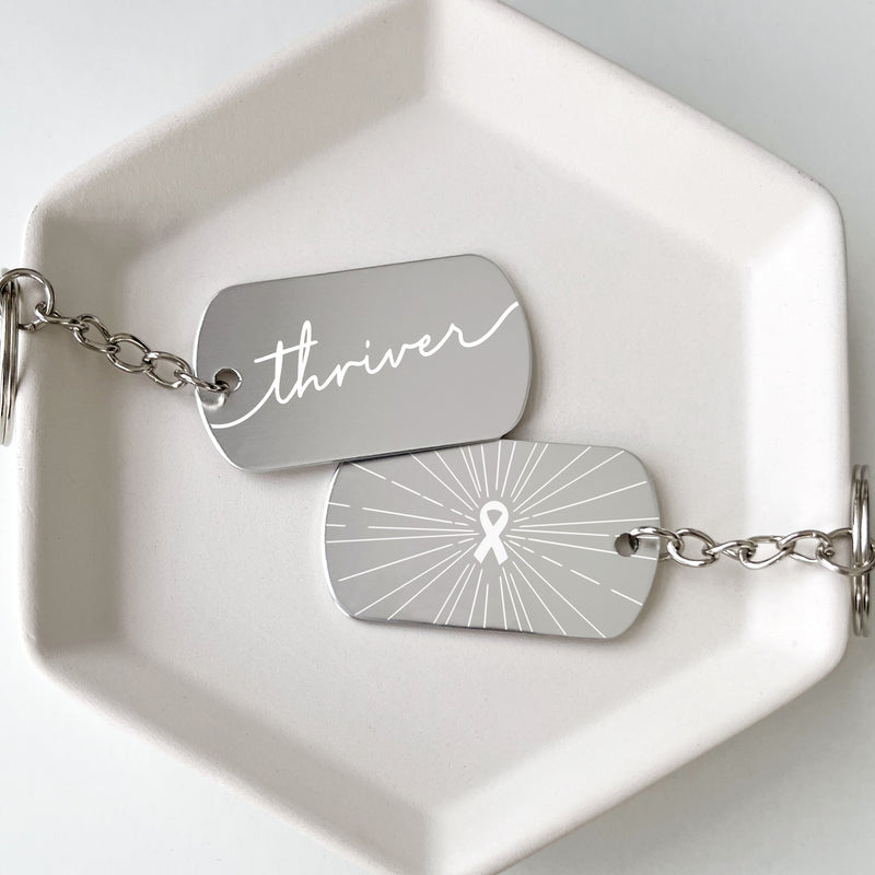 Gray Ribbon Thriver Cancer Support Keychains