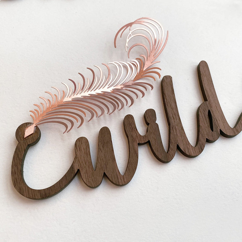 Wild and Free Wall Art with Metal Feather