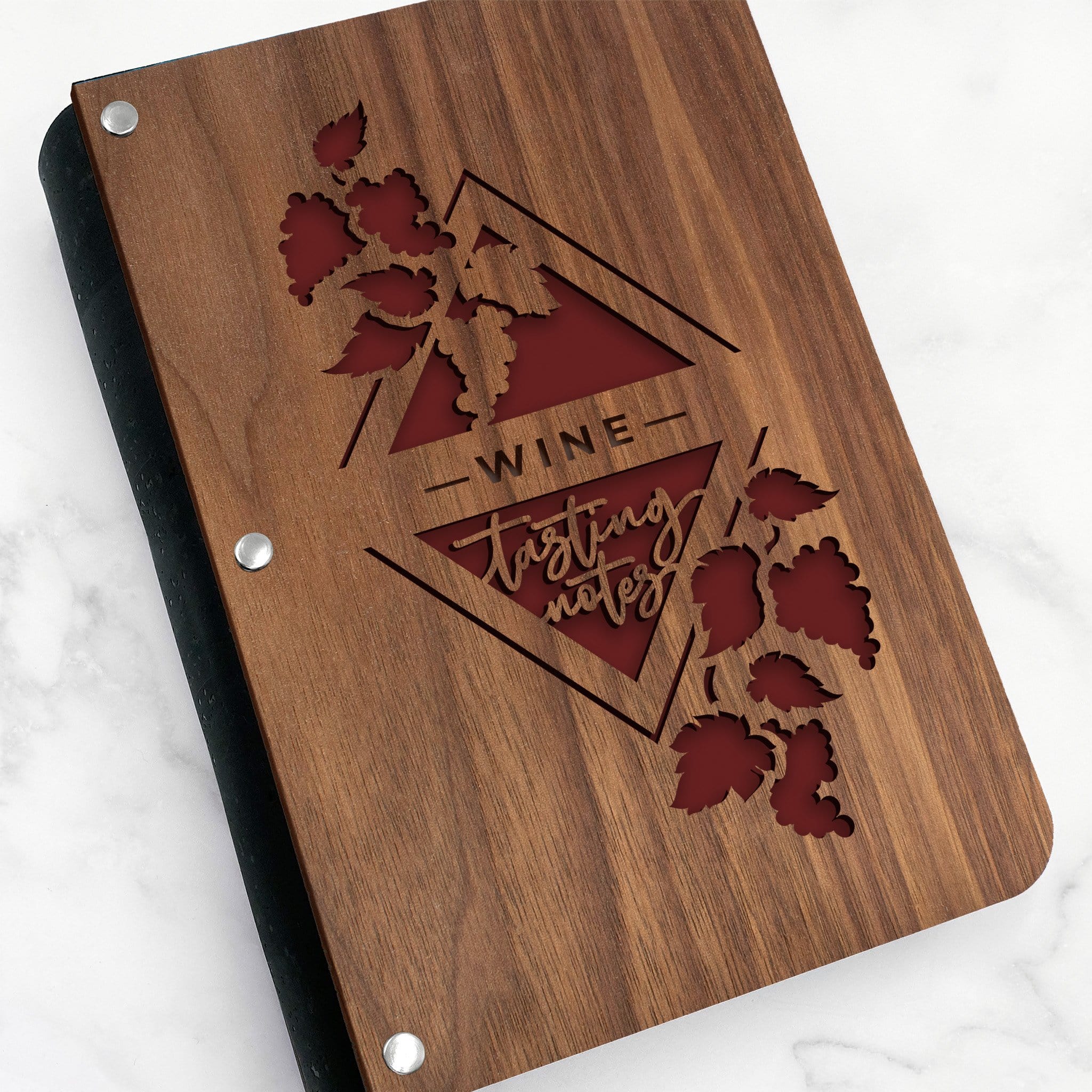 Personalized Wine Tasting Journal with Wood Cover and Cork Spine