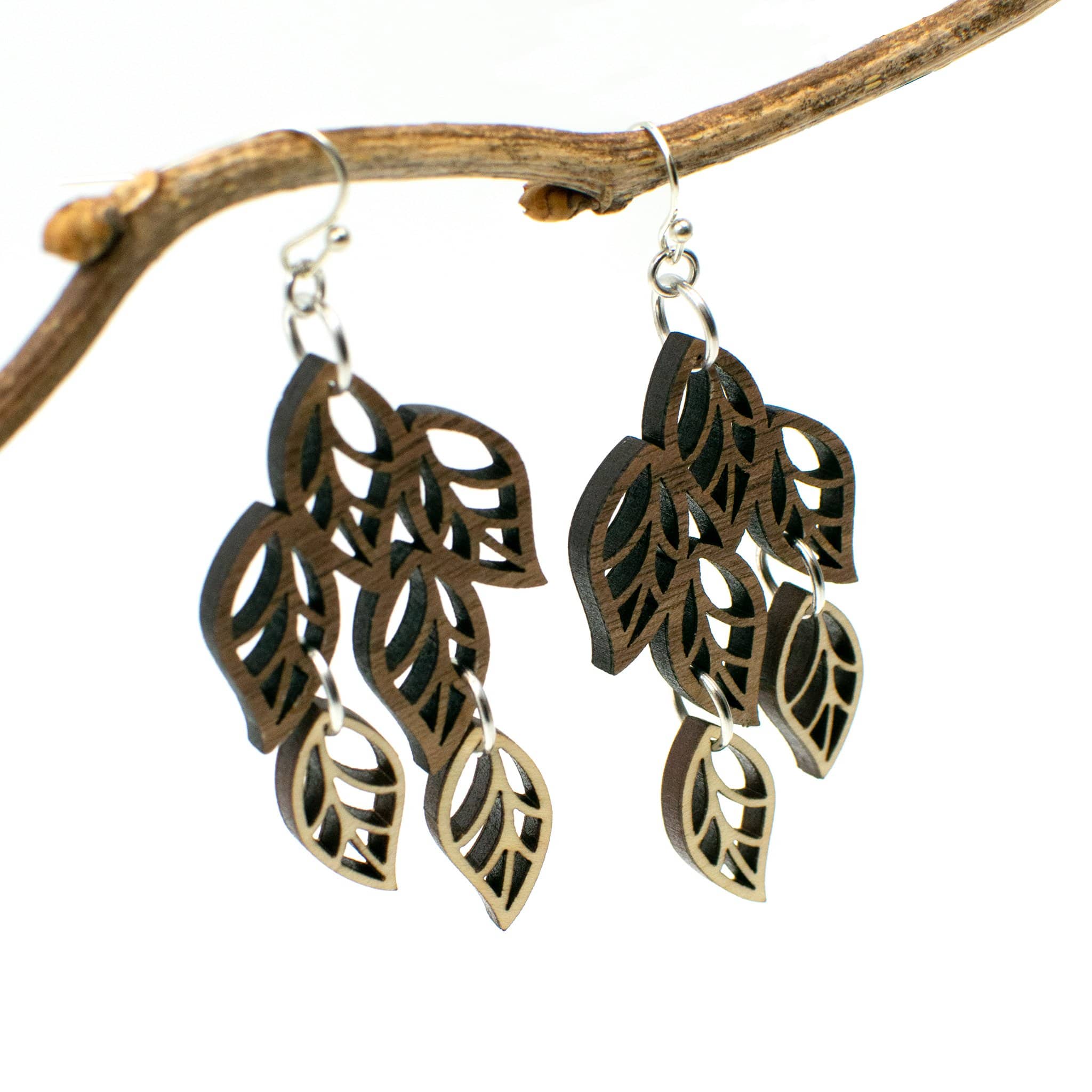 Wood Leaves Boho Earrings