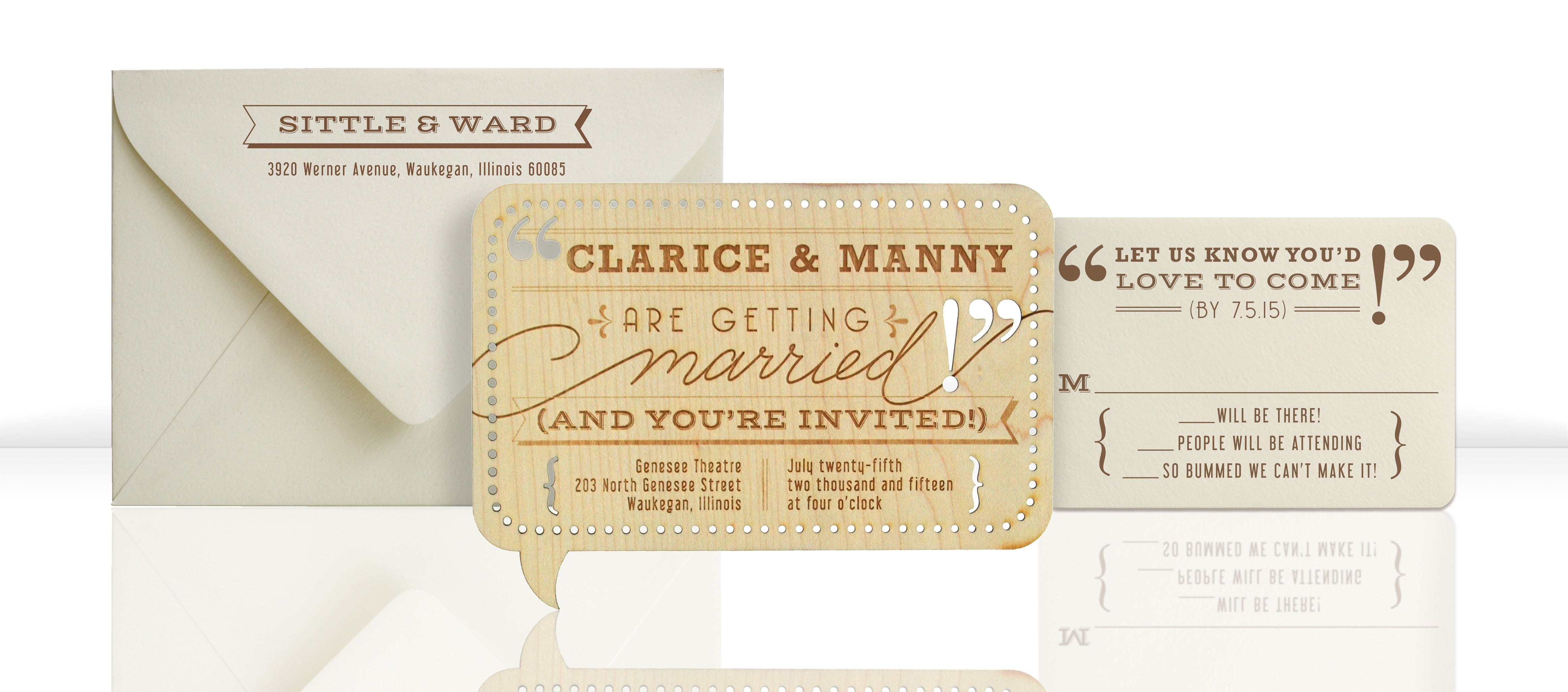 Word Balloon Unique Wedding Invitations