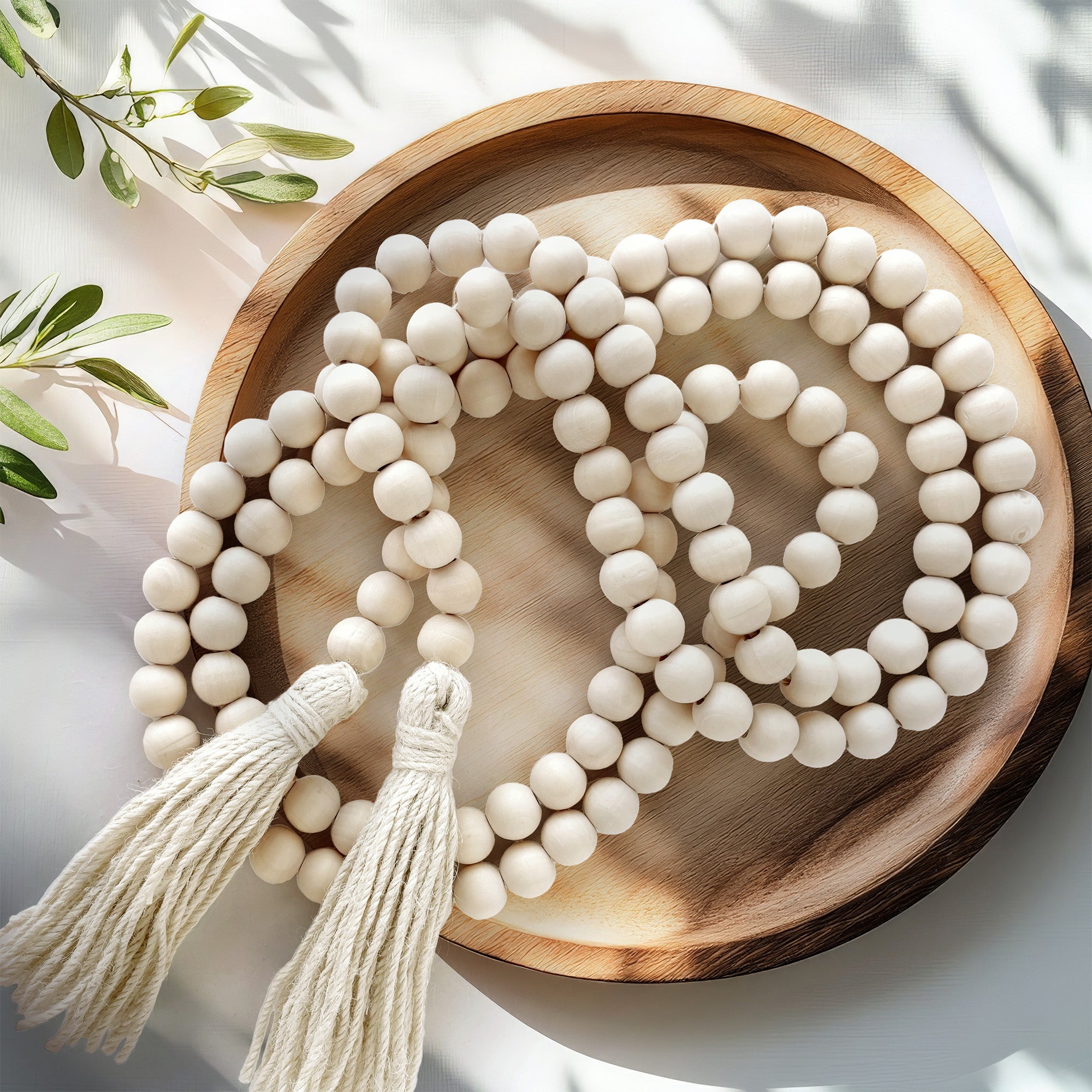 76" Wood Beaded Garlands with Tassels