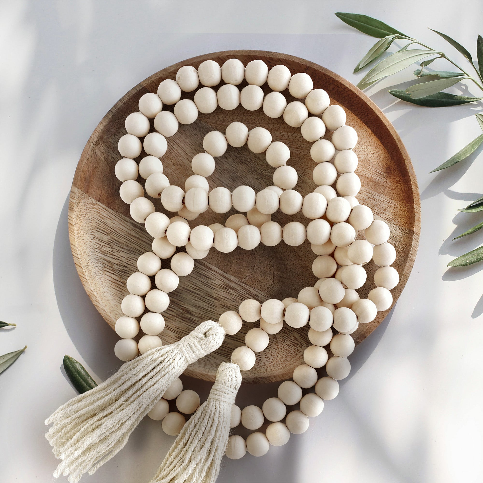 76" Wood Beaded Garlands with Tassels