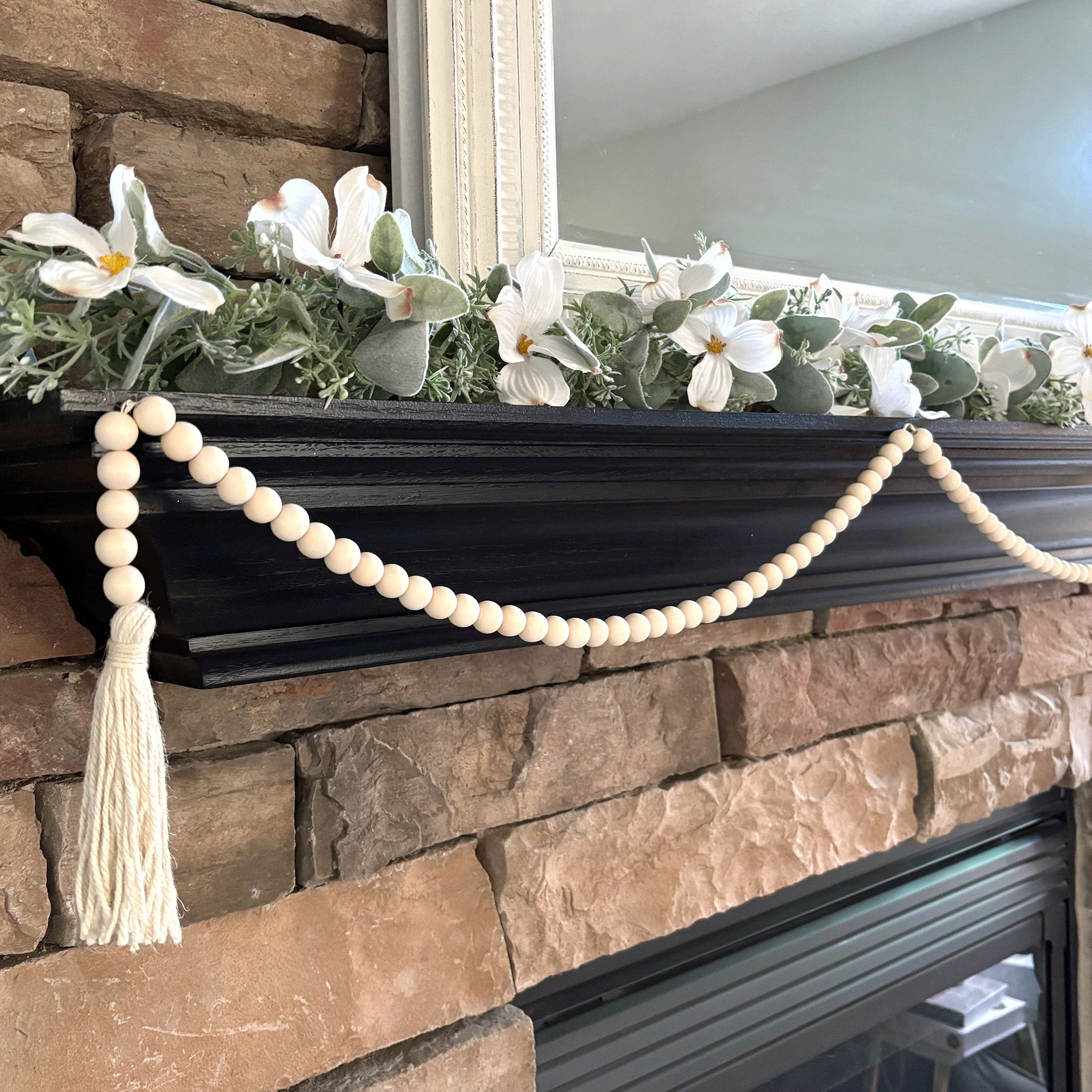 76" Wood Beaded Garlands with Tassels