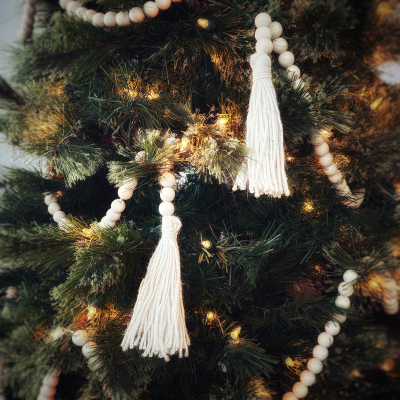 76" Wood Beaded Garlands with Tassels