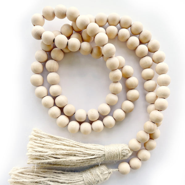 76" Wood Beaded Garlands with Tassels