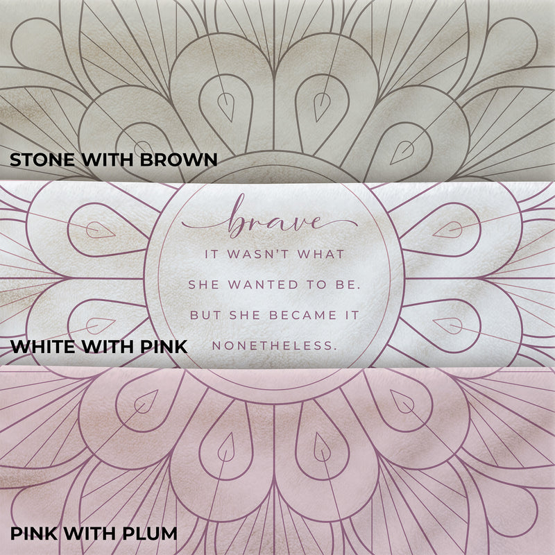 Large Soft Throw Blanket with Inspiring Quote Multiple Colors Brown Taupe Beige Pink Purple Plum