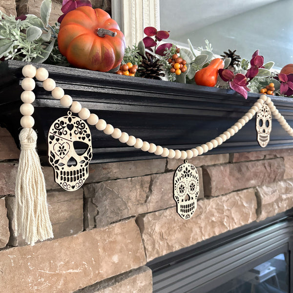 Candy Skull Halloween Garland for Mantel