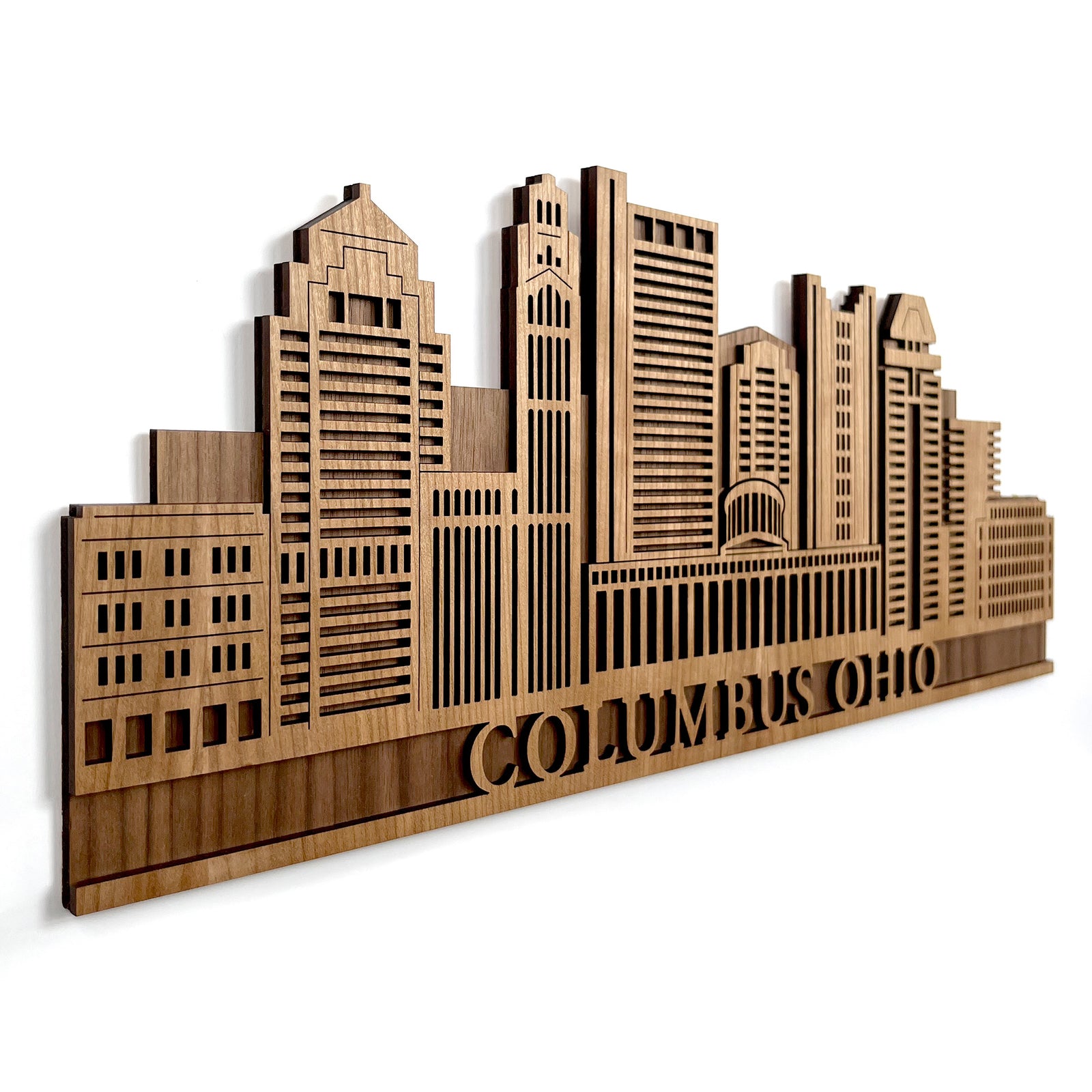 Columbus Skyline Colored Big 3d Layered Wall Art Laser Cut Large Wooden Cityscape hotsell Free Express Shipping