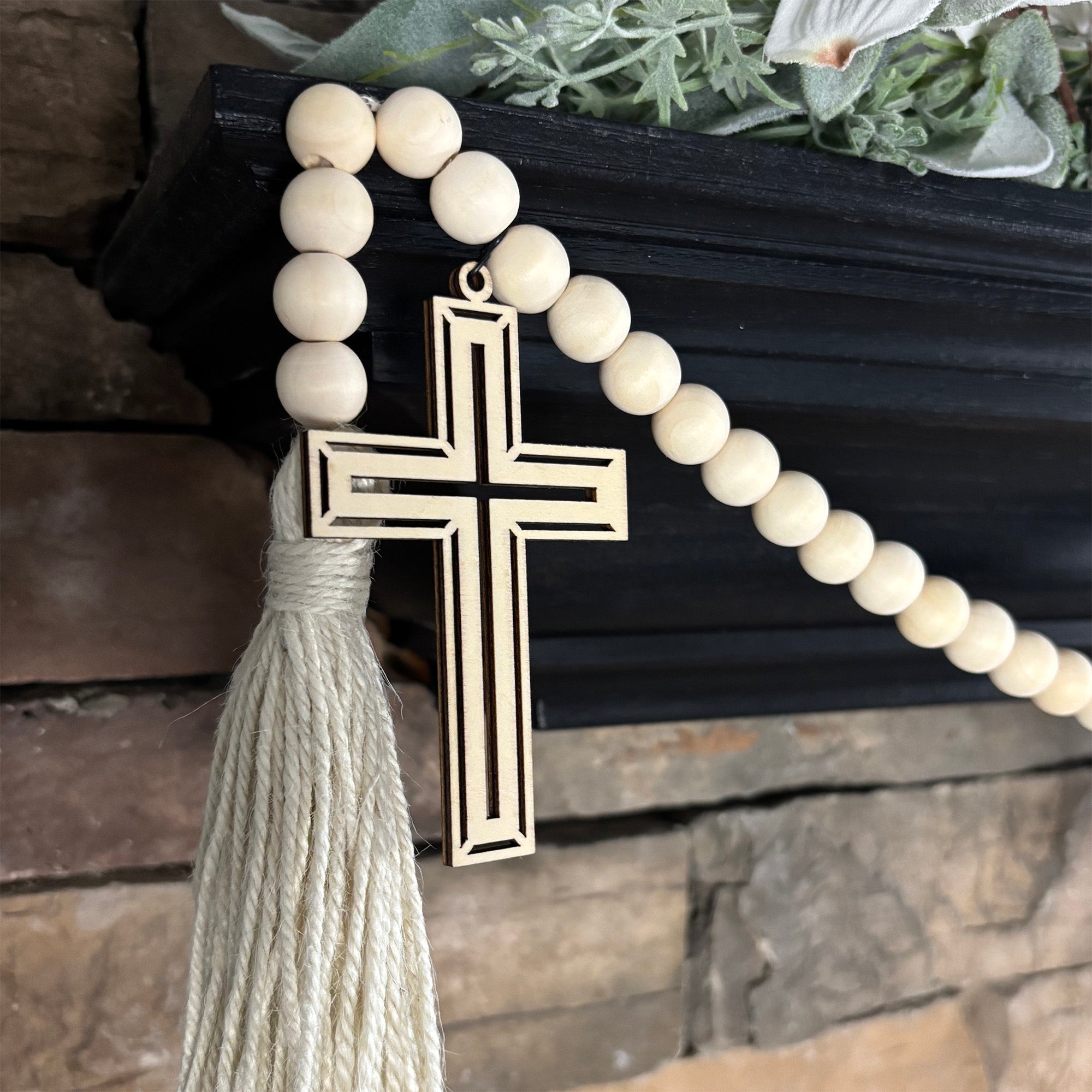 Wood Cross Ornament Christian Religious Decor