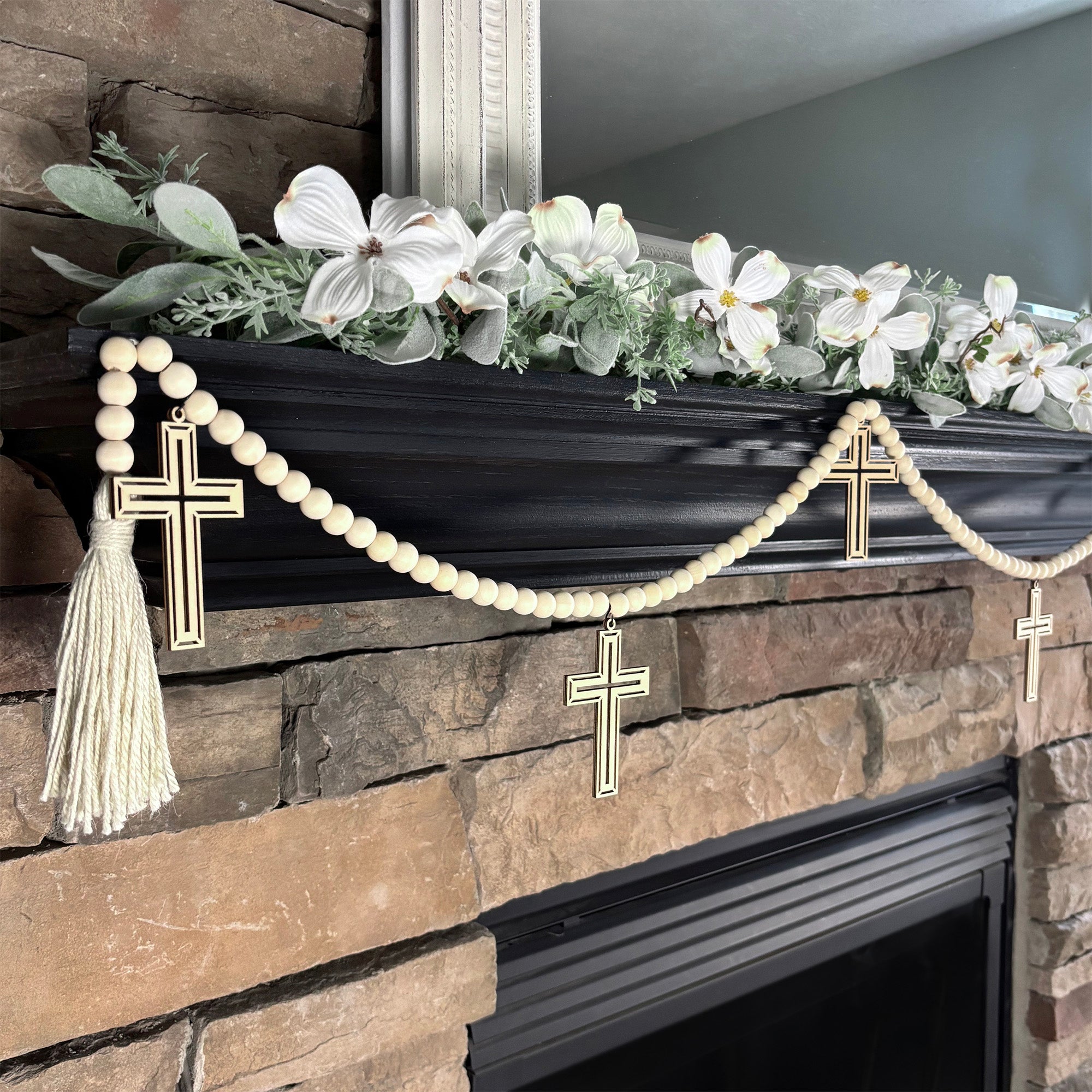 Garland with Cross Charms Christian Decoration