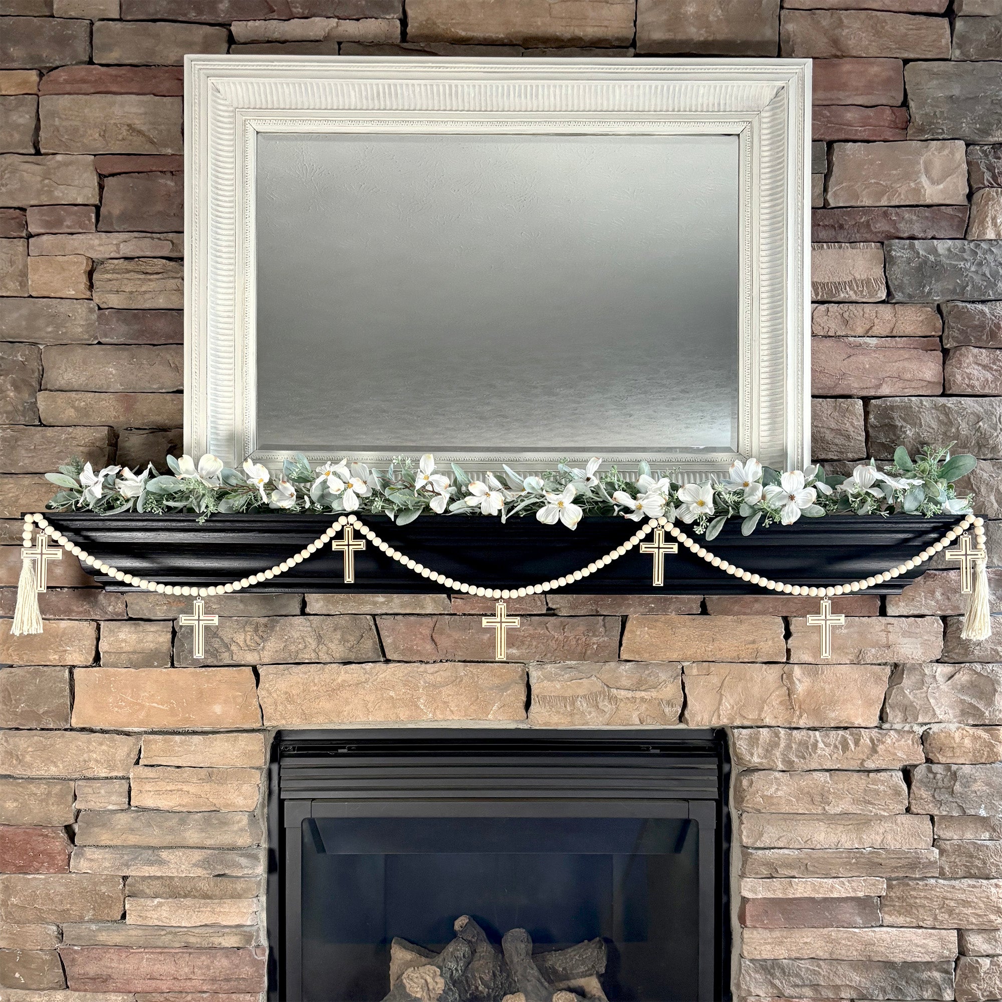 Cross Easter Garland for Fireplace Mantle