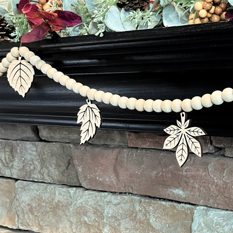 Autumn Garland with Leaf Charms for Mantle