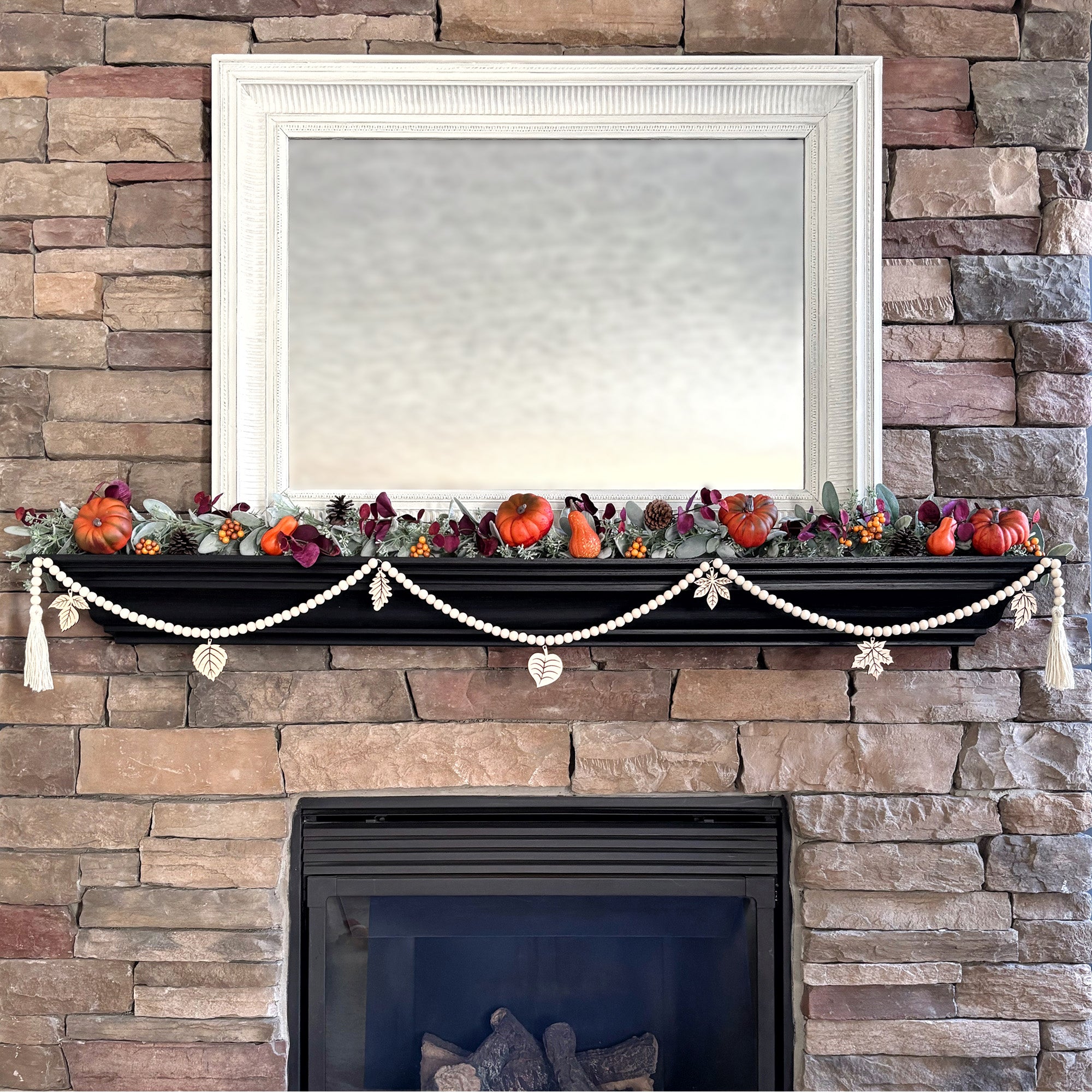 Fall Garland with Leaf Charms for Mantle