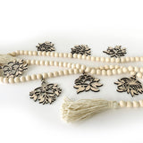 Wood bead garland with flower charms