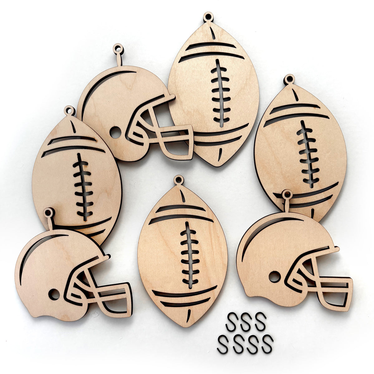 Football and Helmet Charms with Hooks
