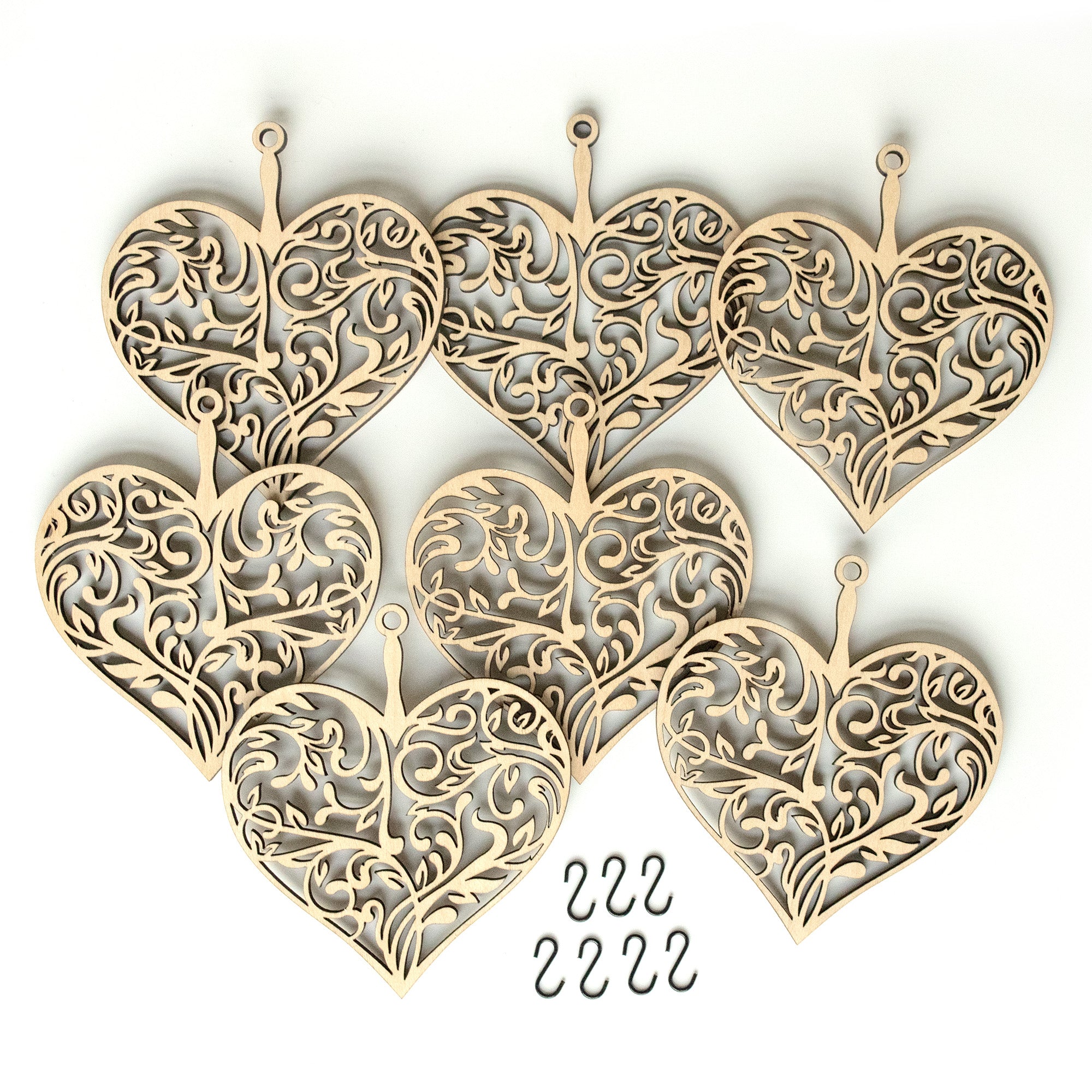 Wood Heart Charms