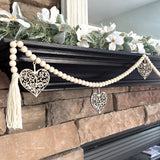 Valentines Day Garland for Mantel with Heart Charms