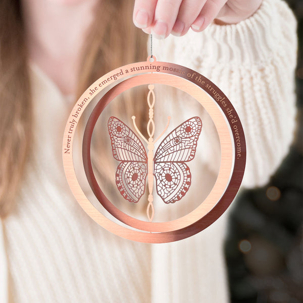 Butterfly Rose Gold Ornament for Cancer Illness or Trauma