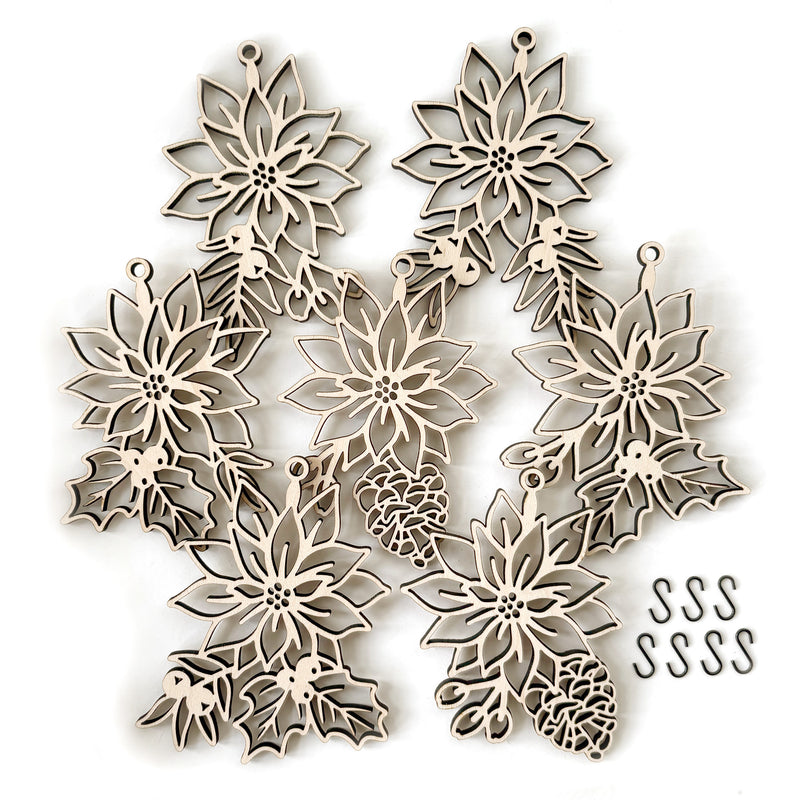 Poinsettia charms and hooks