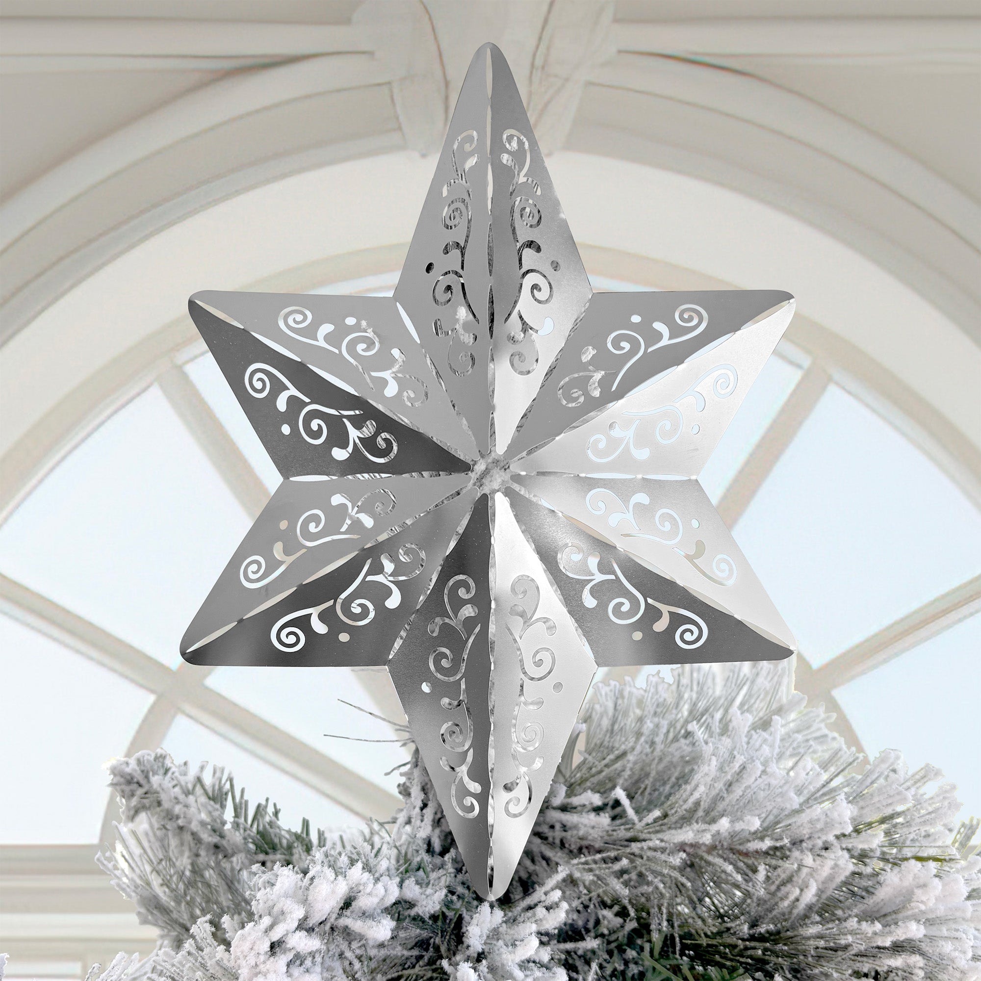Silver Metal Christmas Star Tree Topper