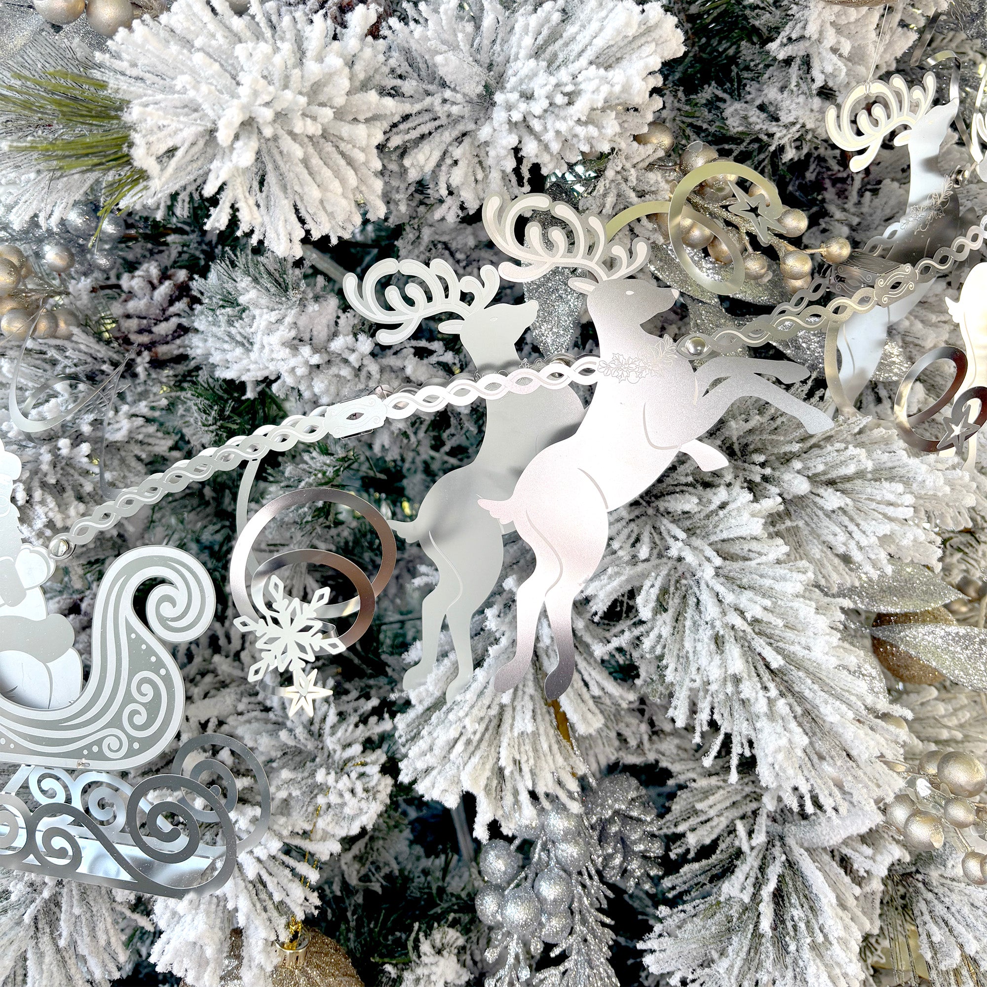 Santa and Reindeer Metal Garland