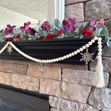 Winter Garland for Mantel with Wood Snowflake Ornaments