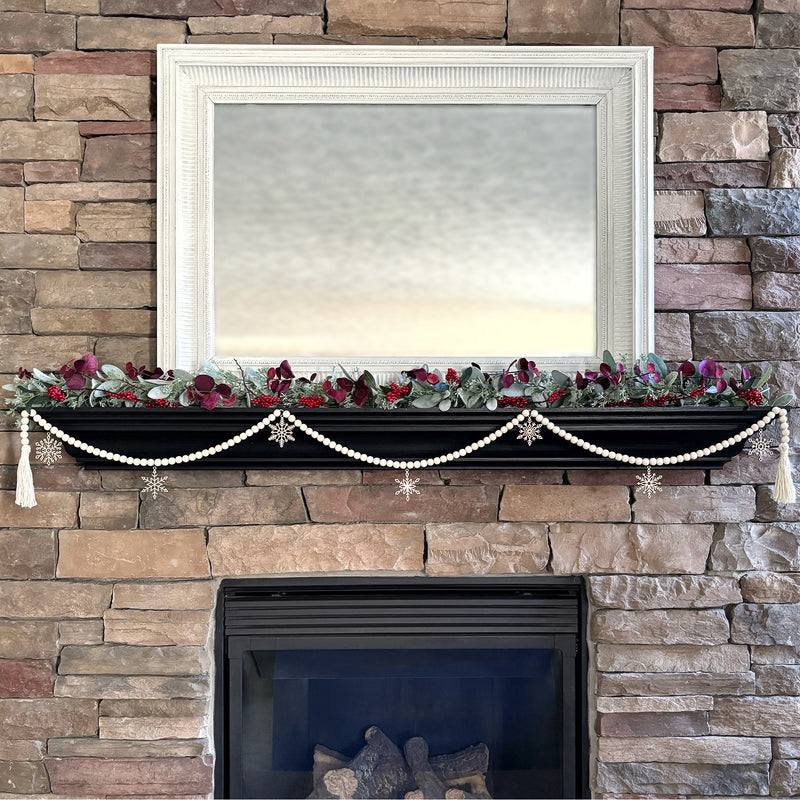 Winter Garland for Mantel with Snowflake Charms