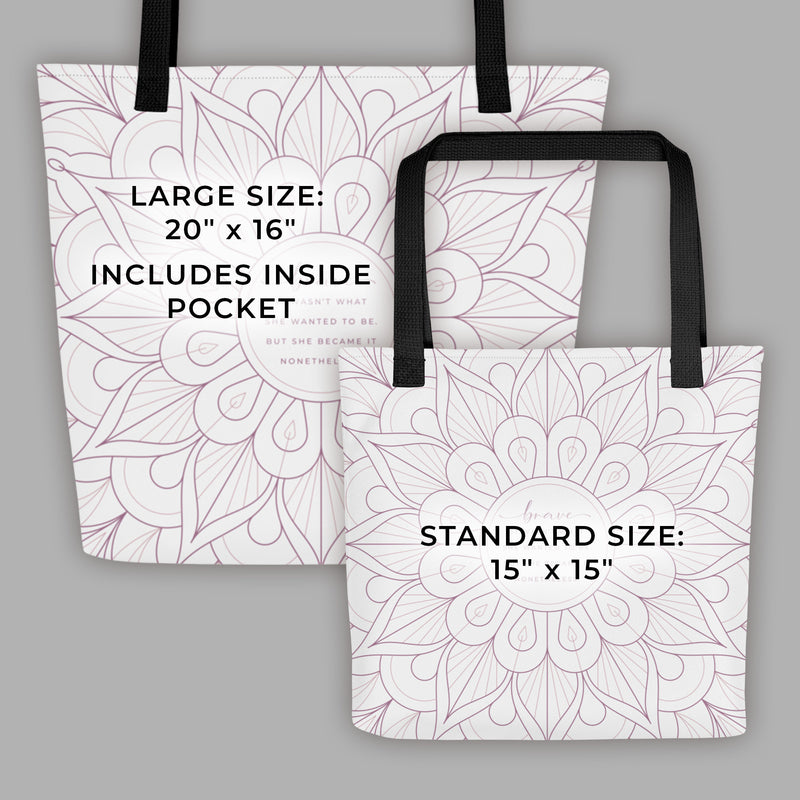 Brave Inspirational Canvas Tote Bag Sizes Regular and Large with Pocket