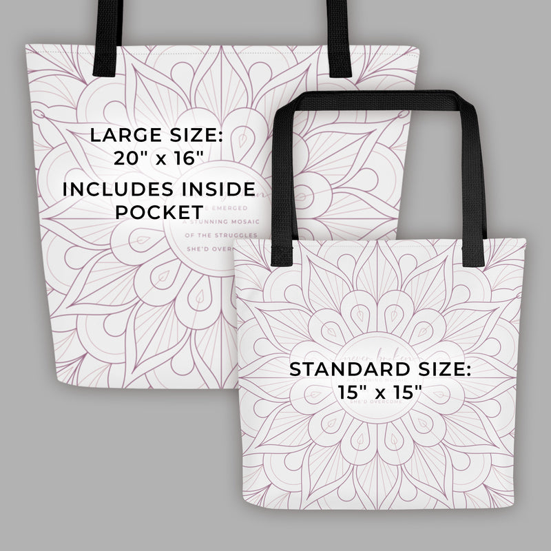 Never Broken Inspirational Canvas Tote Bag Sizes Regular and Large with Pocket