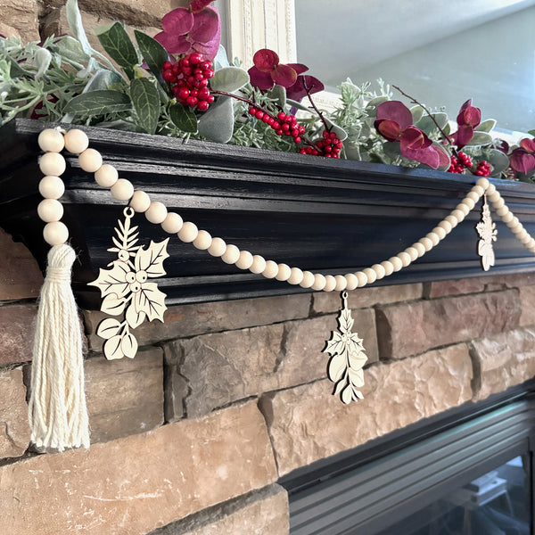 Christmas Floral Garland with Poinsettia Ornaments