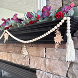 Winter Floral Garland with Poinsettia Charms for Mantel