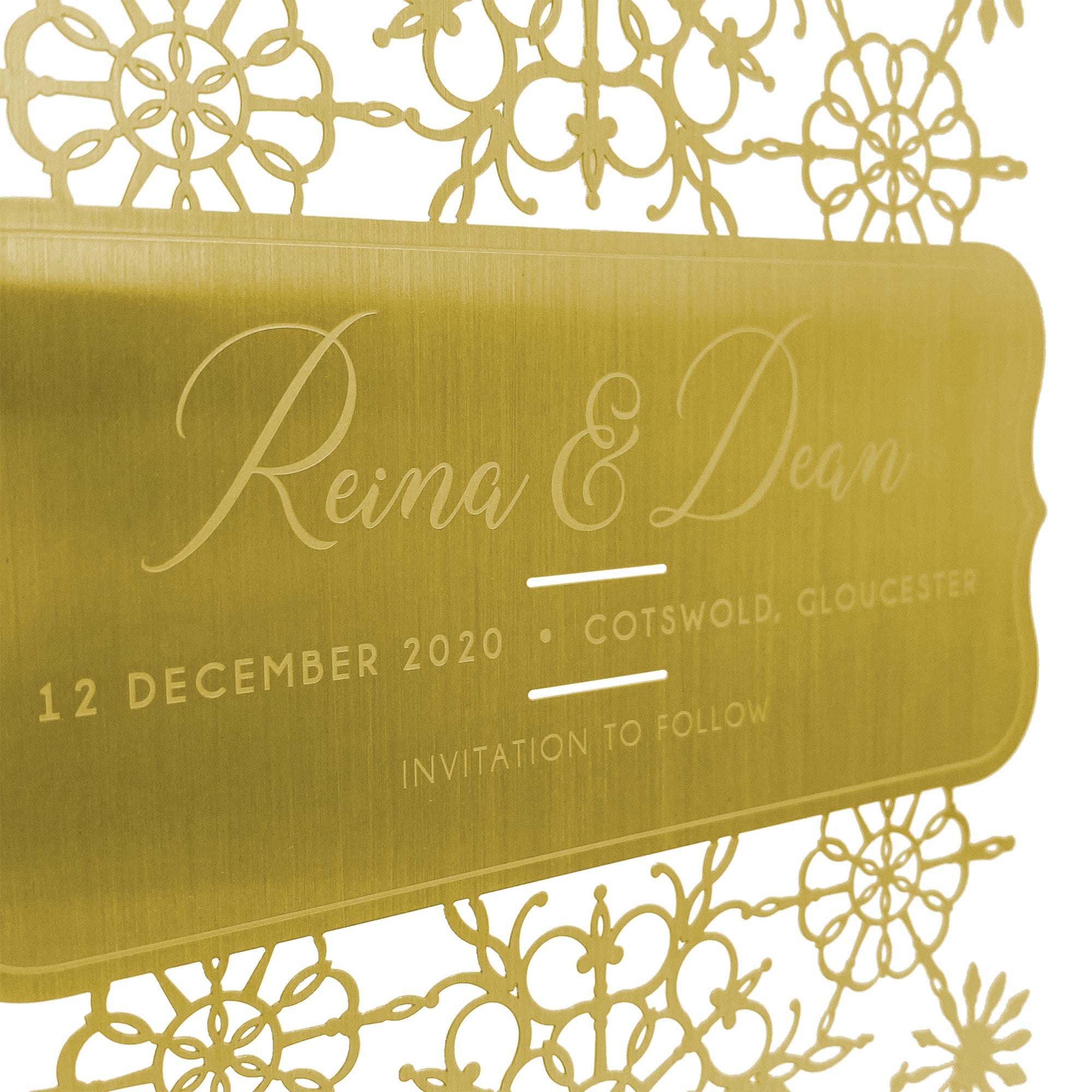 Gold Metal Winter Wedding Invitations