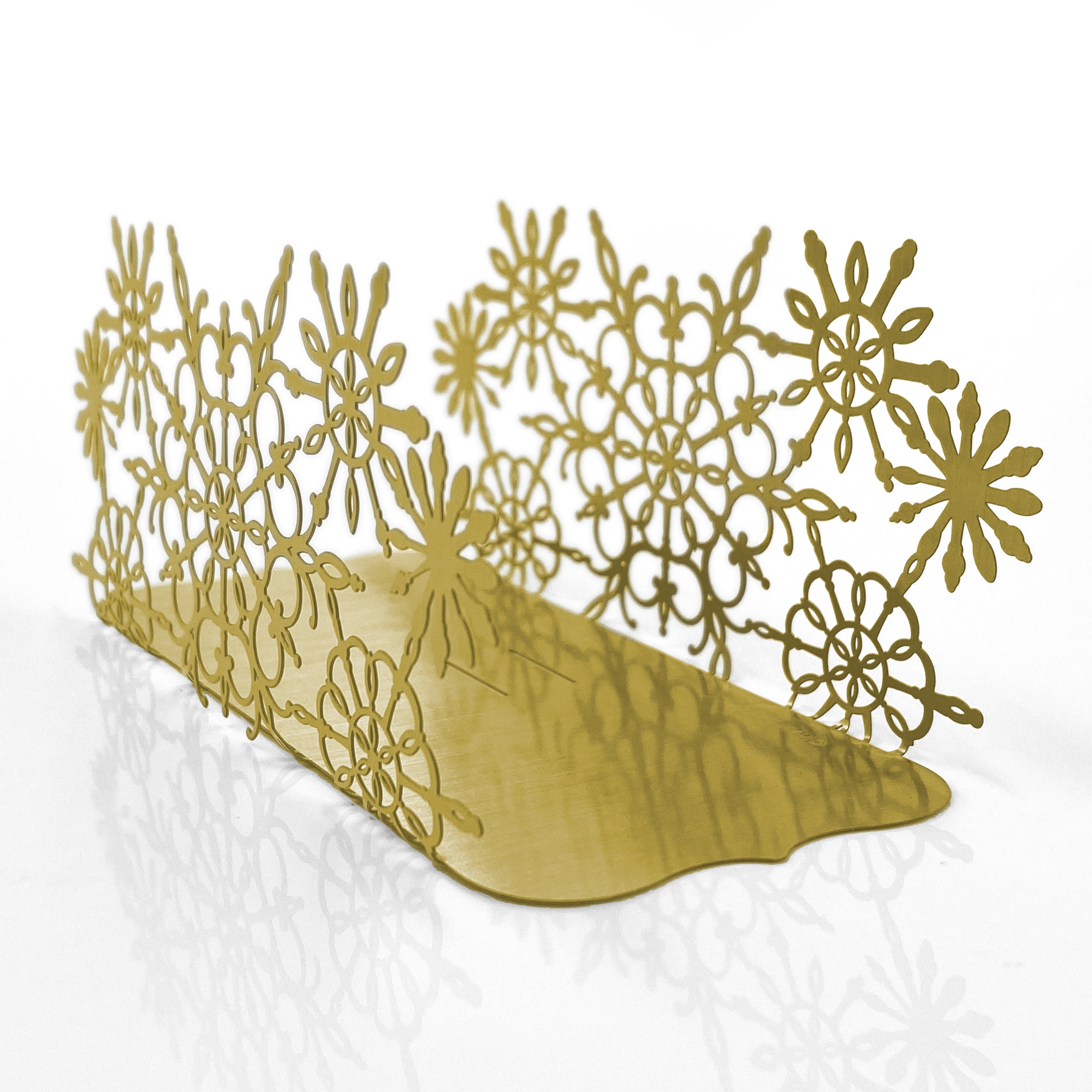 Gold Metal Snowflakes Winter Wedding Invitations