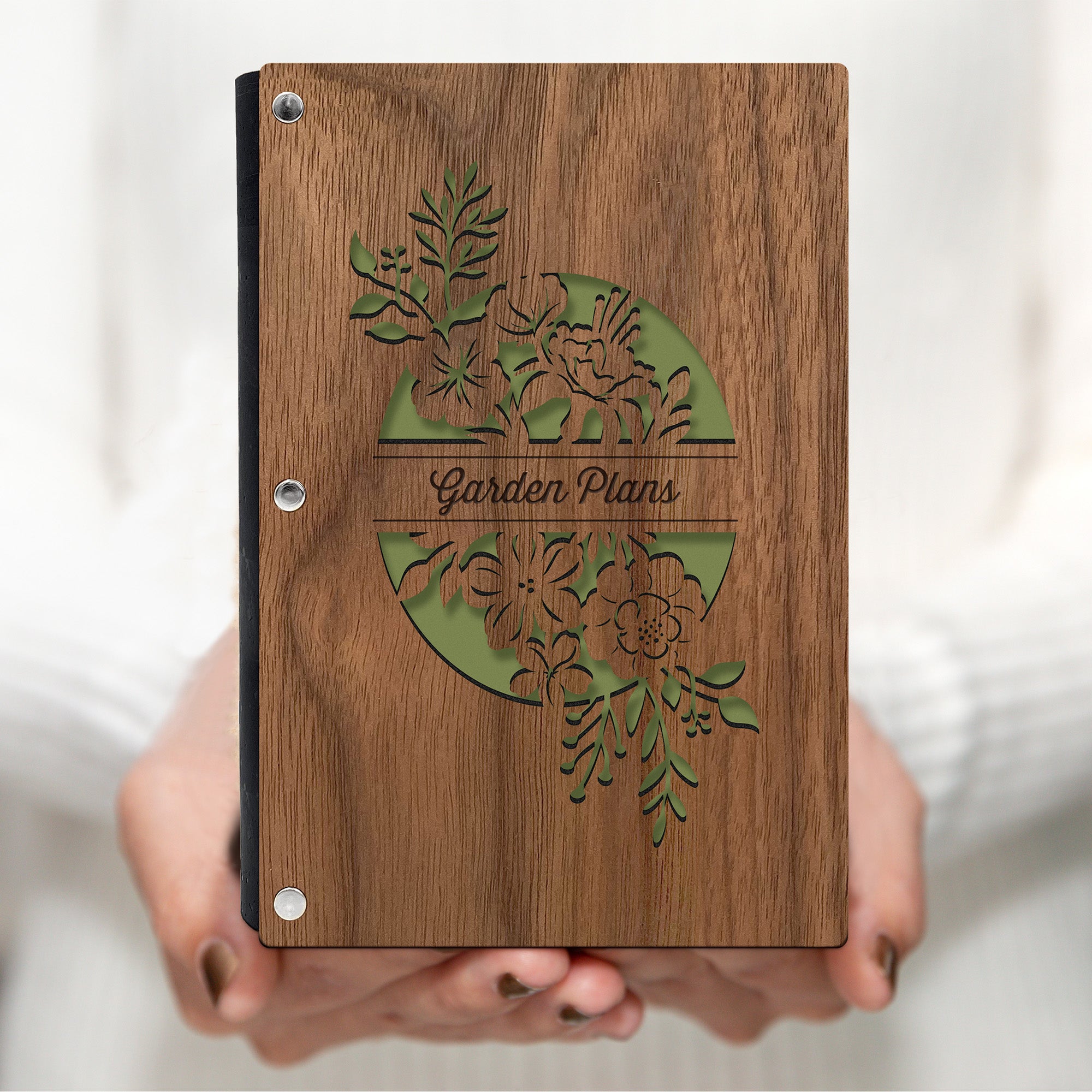 Garden Journal with Walnut Wood Cover