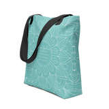 Never Broken Quote for Trauma Survivors Large Tote Bag with Pocket Teal Color