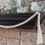 76" Wood Beaded Garlands with Tassels