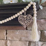 Valentines Garland for Mantle with Heart Charms