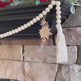 Christmas Floral Garland with Poinsettia Charms for Mantel