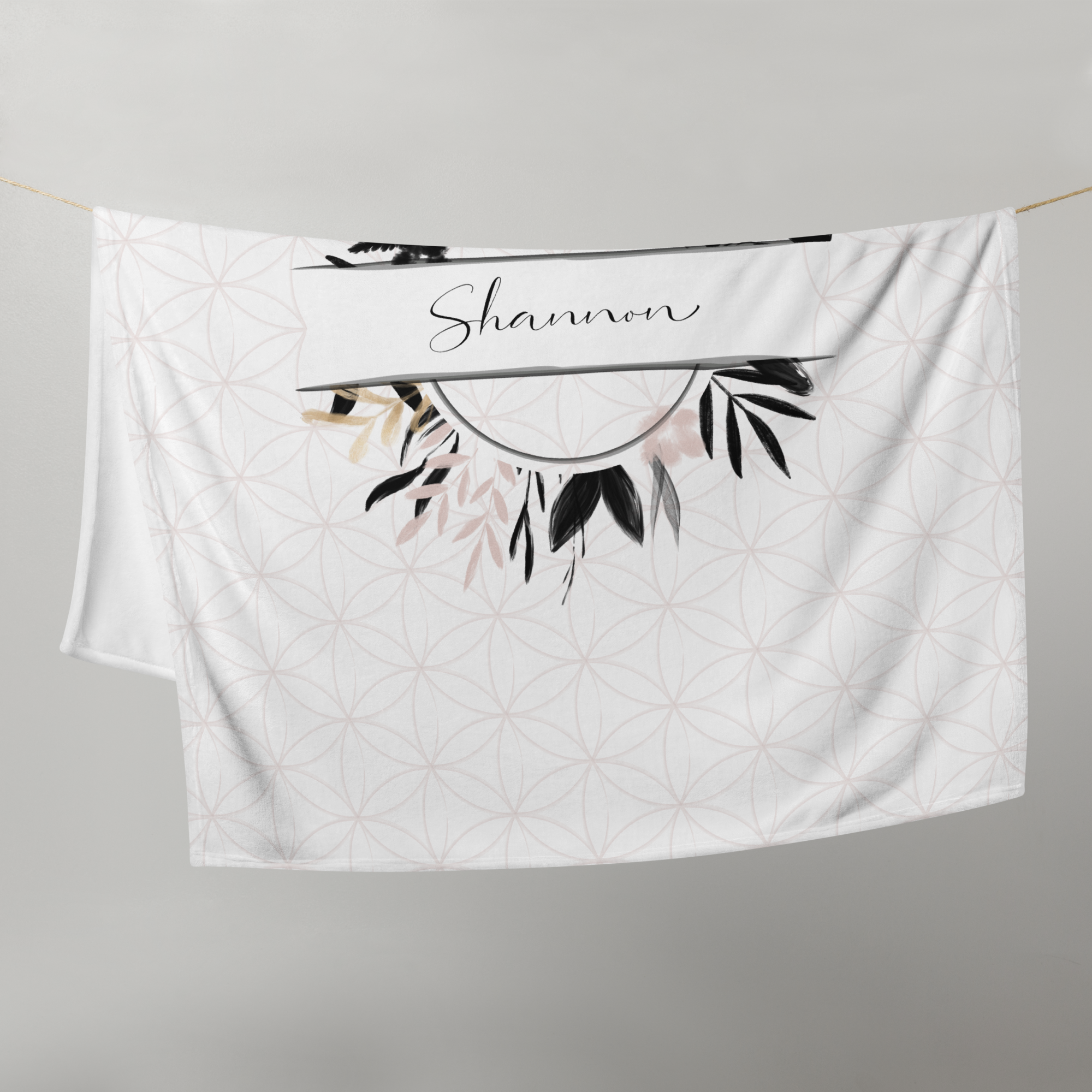 Customized Name Blanket with Leaf Border