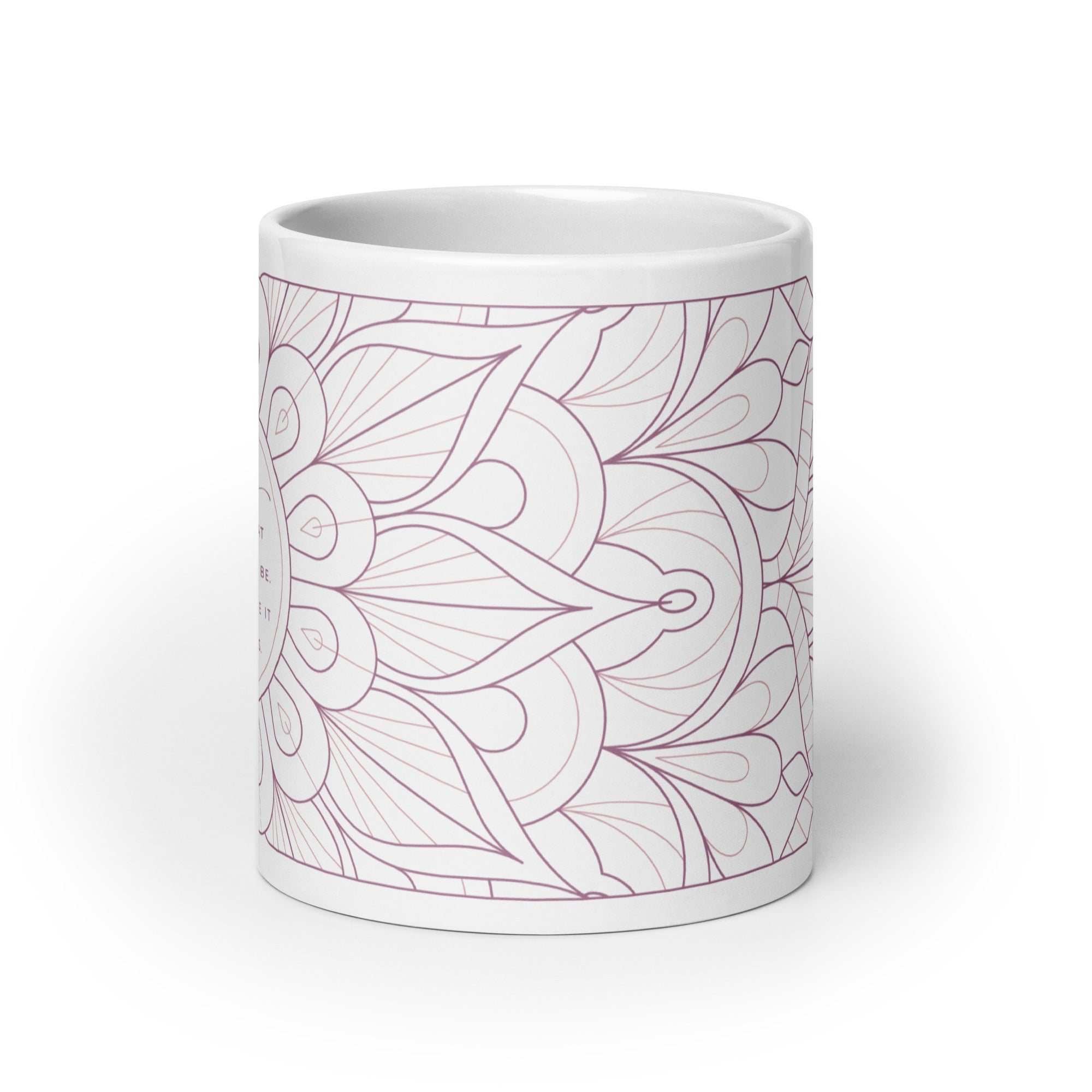 Brave Inspiring Quote Mug with Mandala Design Pink Color