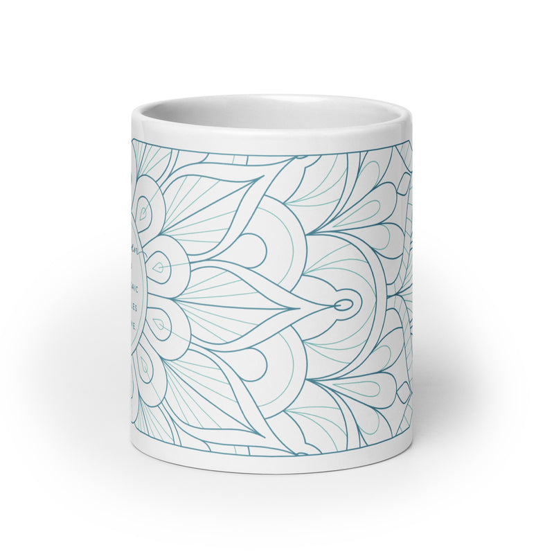 Never Broken Inspiring Quote Mug with Mandala Design Teal Color