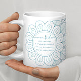 Never Broken Support Gift Ceramic Mug with Mandala Design Teal Color