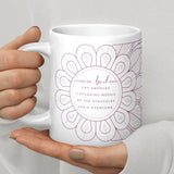 Never Broken Support Gift Ceramic Mug with Mandala Design Pink Color